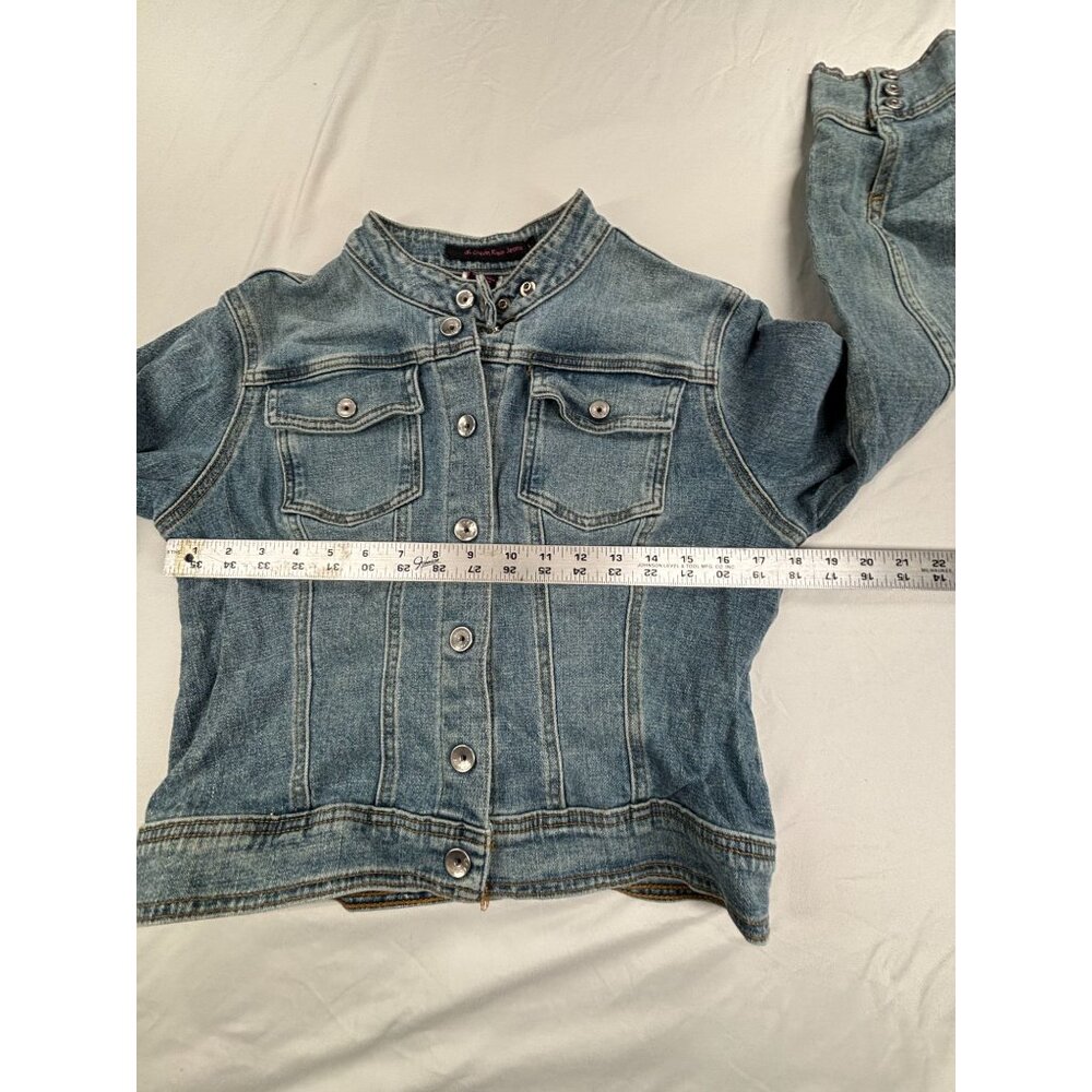 Calvin Klein Jeans Denim Jacket Womens Size L Snap Buttons Bib Collar - Picture 8 of 9